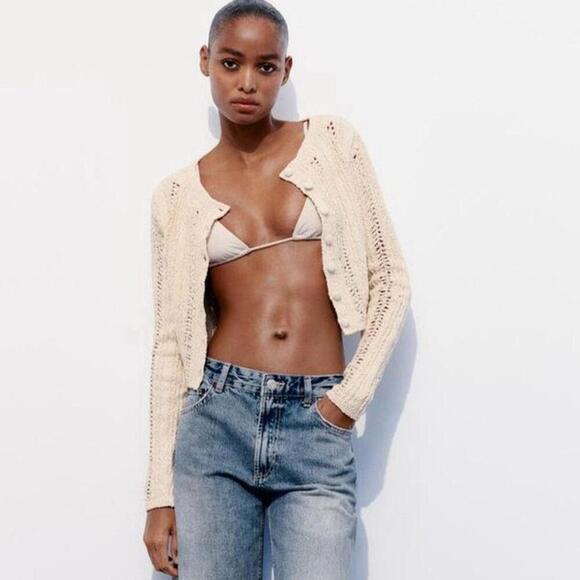 Zara Women's Beige/Tan Long Sleeve Cardigan - Picture 3 of 6